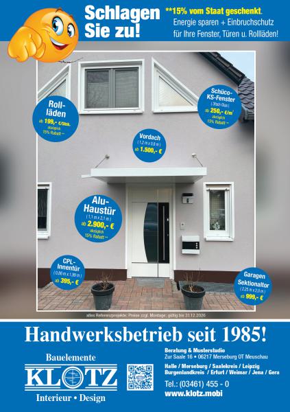 Flyer, Haustür, Innentür, Vordach
