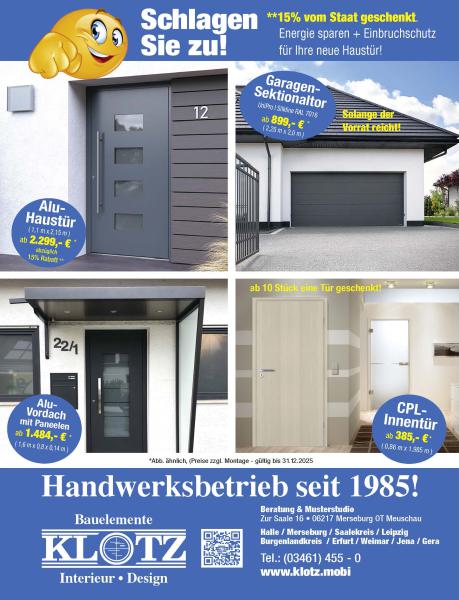 Flyer, Haustür, Innentür, Vordach
